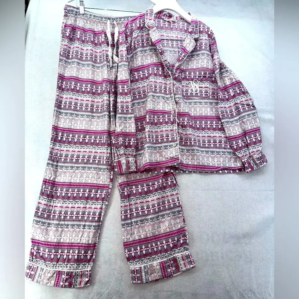 Women’s Victoria Secret 2 piece Pajama Set size Small Grey & Pink